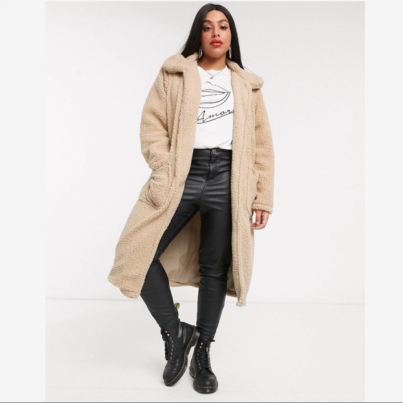 ASOS curve brave soul heavenly long borg coat plus - Picture 4 of 8